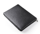 Simple Black Leather Folio zip-around