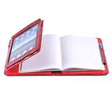 iPad portfolio case with notebook space in red real leather