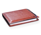 Notebook Cover with iPad pocket in brown real leather