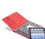 Notebook Cover with iPad pocket in red grain genuine leather