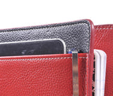 Notebook Cover with iPad pocket in red grain genuine leather
