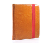 iPad portfolio case with notebook space in brown real leather