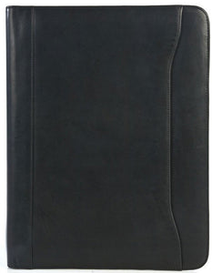 Personalized Italian Cow Leather 8.5x11" Notepad Business Writing Padfolio in Black