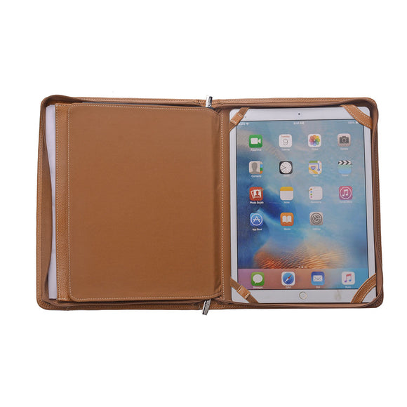 Leather Zippered Padfolio Case for 12.9/11/10.9/10.5/10.2/9.7 inch iPad, A4 Notepad