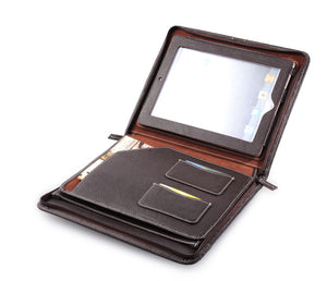 iPad Folder with iPad holder in Coffee leather for iPad 9.7/iPad 10.5