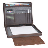 Laptop Portfolio Organizer Case for MacBook Pro 15 inch, Wool Felt Crazy Horse Leather Zipper Laptop Padfolio with Clipboard