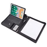 Zippered Leather Padfolio With Bluetooth Keyboard and Angle Viewing