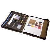 Zippered Portfolio Crazy Horse Leather Portfolio with 3-Ring Binder for A4 Documents and 12.9/11/10.5 inch iPad Pro