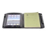 iPad portfolio case with notebook space in black real leather