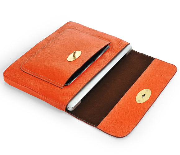 Orange Macbook Case with iPad Pocket