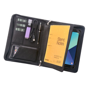 Leather Organizer Padfolio with Zipper for Galaxy Tab S3 9.7/Galaxy Tab S4/ Tab S5e/ Tab S6 10.5 and A5 Notepad